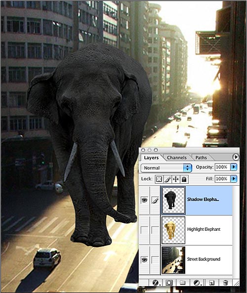Lighting a Giant Elephant Photoshop tutorial